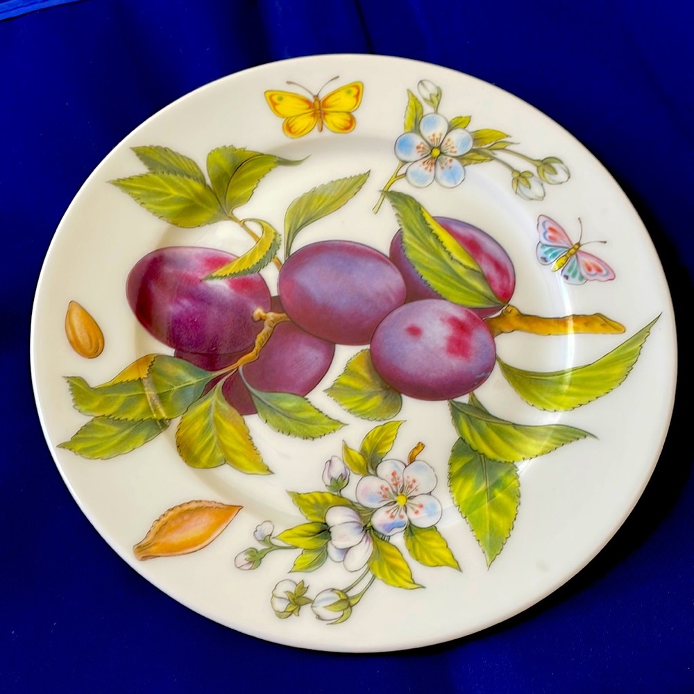 St. Martin hand painted porcelain Limoges France plate plum and butterflies